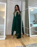 Chiffon Pret By Aisha (bottle green)